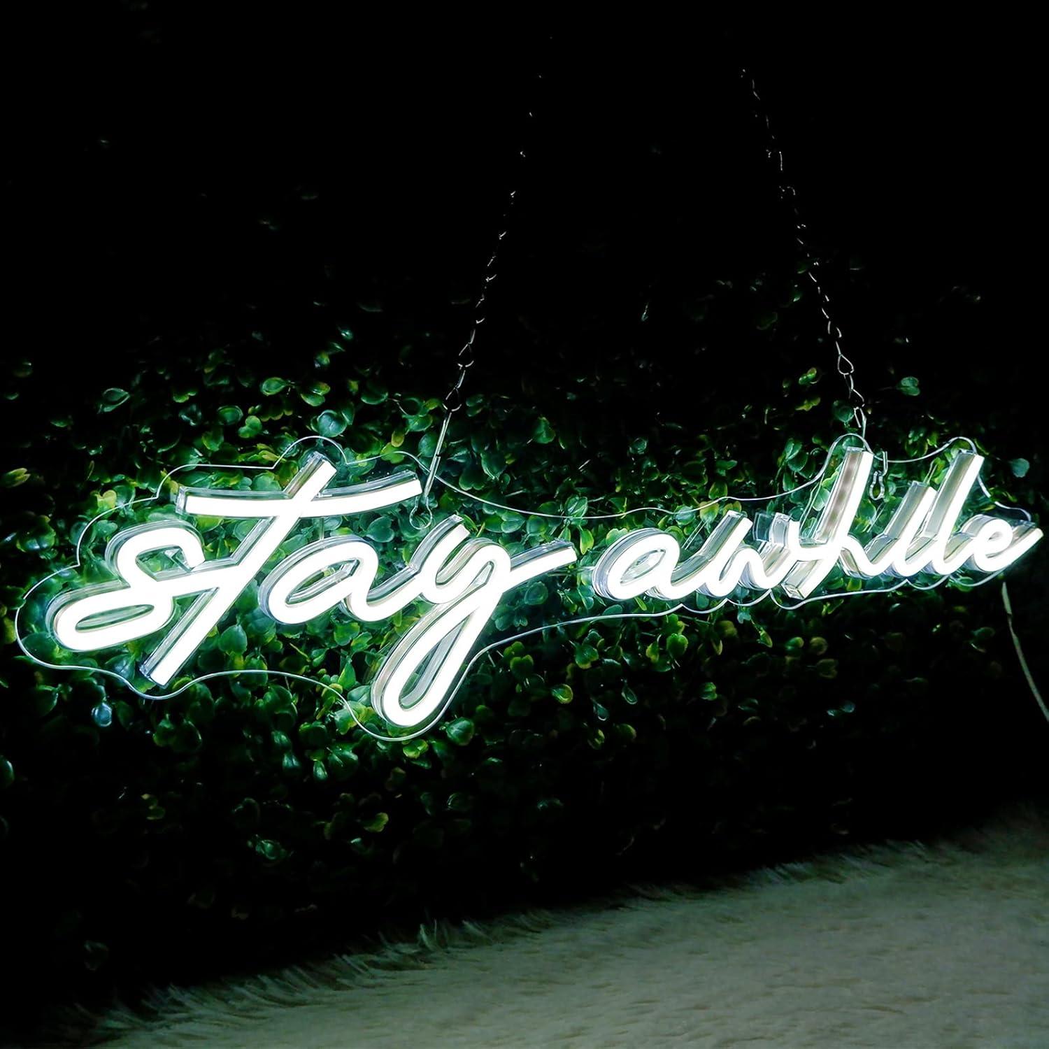 Home Bar Signs - Неоновые вывески Stay Awhile с USB-питанием